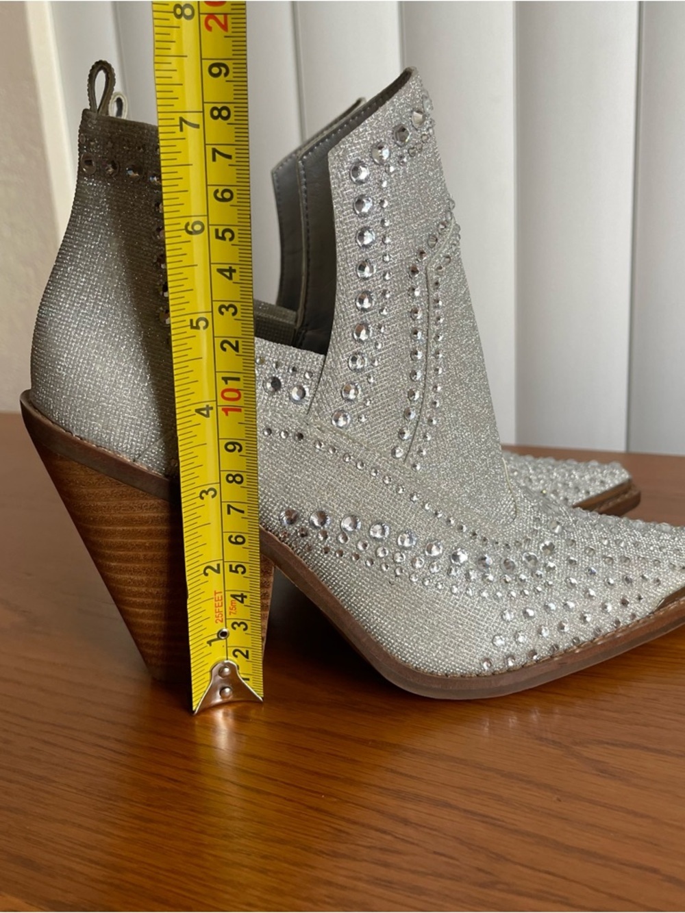 Gianni Bini Brees Rhinestone Metallic Western Booties Size 7.5 - Picture 12 of 16